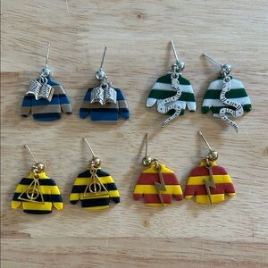 Harry Potter Inspired Striped Ugly Sweater House Earrings